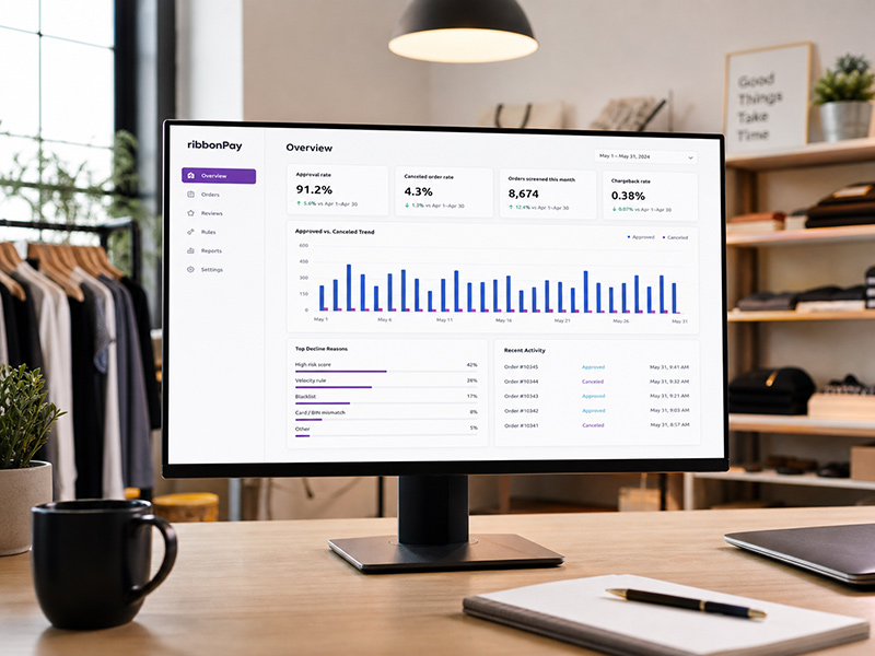ribbonPay merchant dashboard reporting